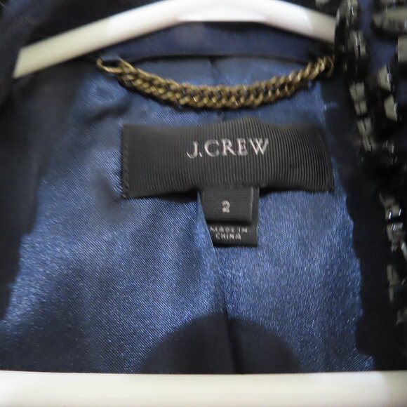 J.Crew Collection Beaded Collar Houndstooth Coat Size 2 - Picture 6 of 12